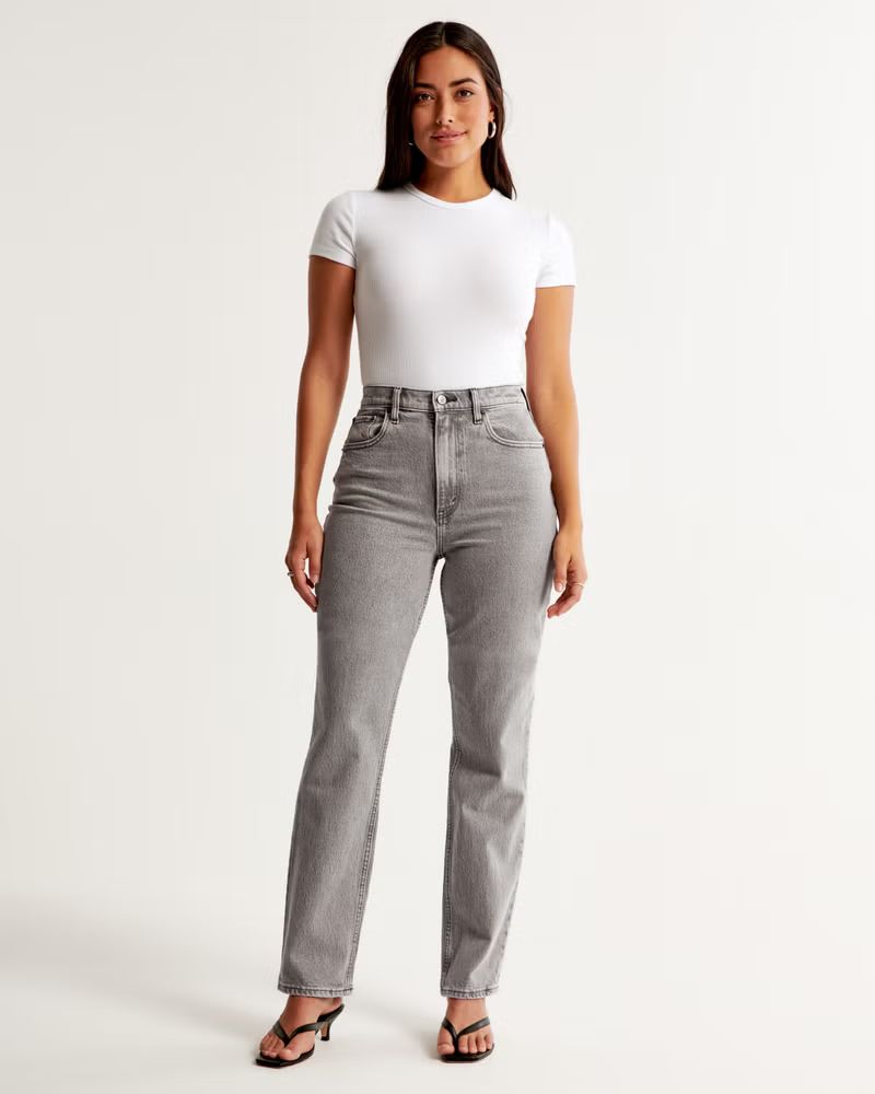 Women's Curve Love Ultra High Rise 90s Straight Jean | Women's Clearance | Abercrombie.com | Abercrombie & Fitch (US)