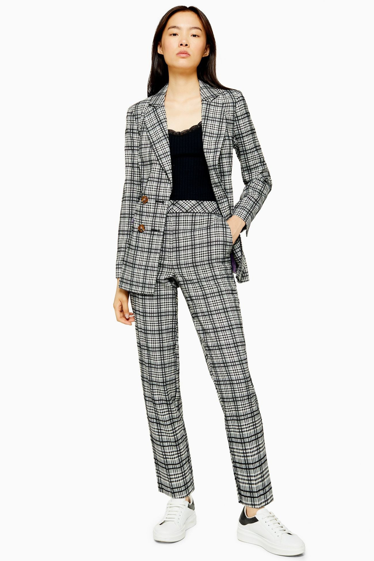 Black and White Check Cigarette Trousers | Topshop UK