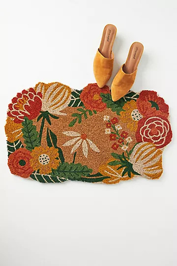 Autumn Florals Shaped Doormat | Anthropologie (US)