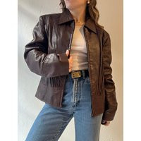 80S ""Boutique Of Leathers' Brown Leather Jacket/Medium | Etsy (US)