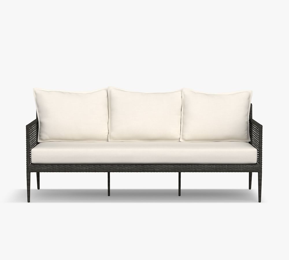 Cammeray All-Weather Wicker 75" Sofa, Black | Pottery Barn (US)