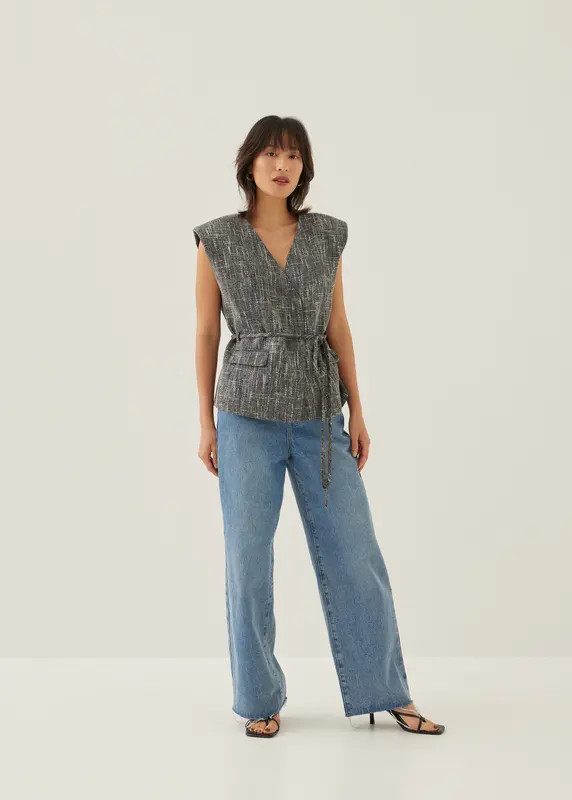 Hans Tweed Shoulder Padded Tailored Top | Love, Bonito USA