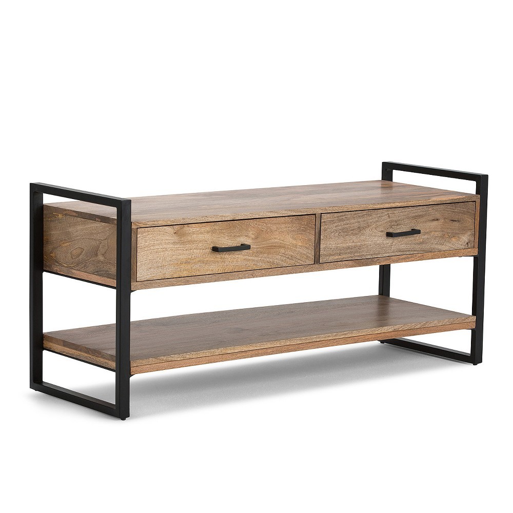 Lawson Solid Mango Wood Entryway Bench Natural - Wyndenhall, Brown | Target