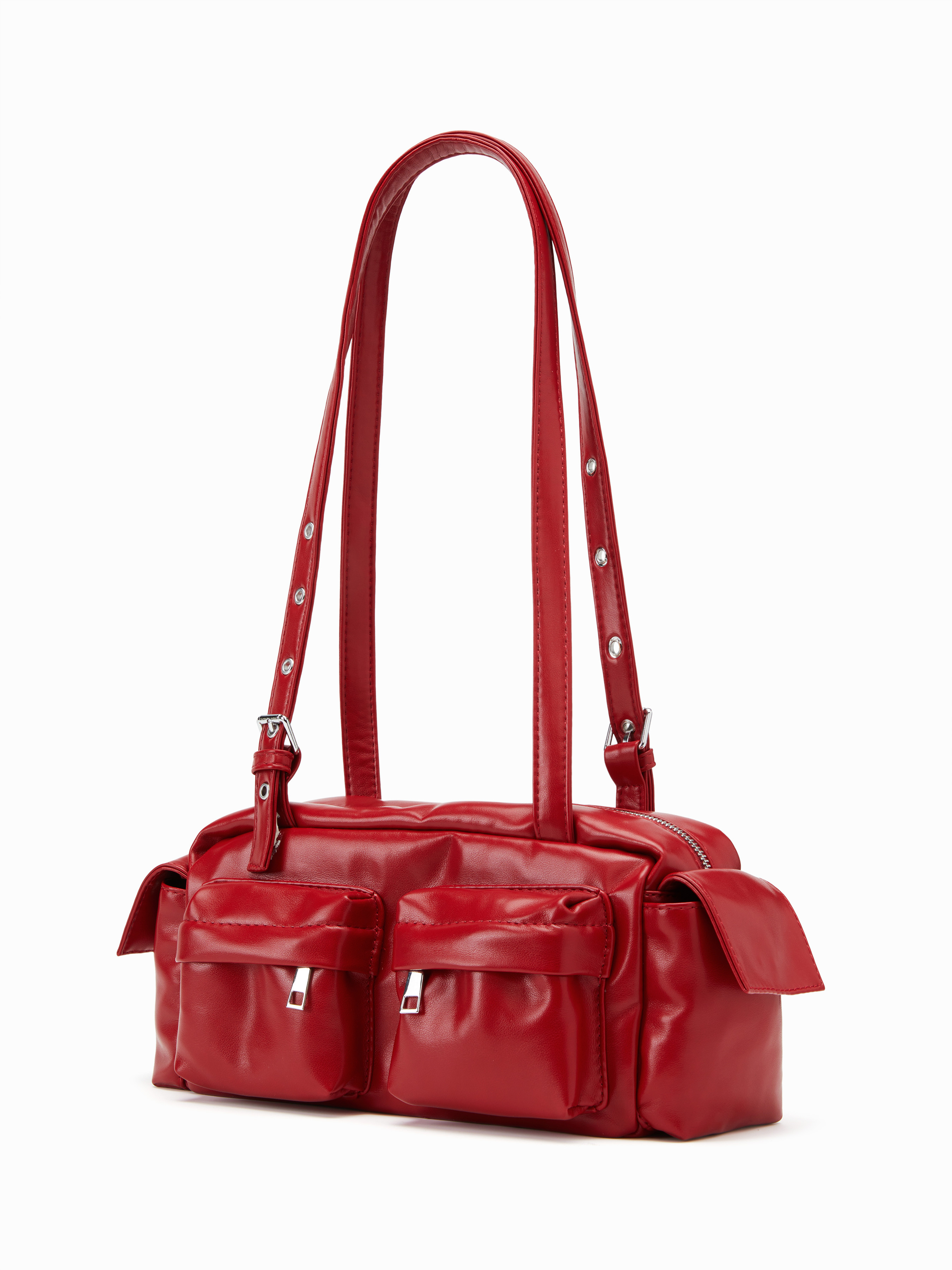 Faux Leather MULTI POCKET BOSTON FAUX LEATHER SHOULDER BAG For School Daily Casual | Cider