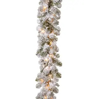 National Tree Company 9 ft. Feel Real Snowy Camden Garland with Clear Lights - 9 ft - Bed Bath & ... | Bed Bath & Beyond
