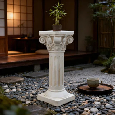 Classical Greek Ionic Order Column With Decorative Volute Capital For Indoor And Outdoor Use As A Plant Stand, Sculpture Pedestal, Or Garden Decor | Wayfair North America