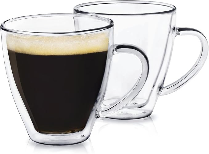 Amazon.com | Dragon Glassware Espresso Cups, Clear Glass Double Wall Insulated Coffee Cups, Keeps... | Amazon (US)