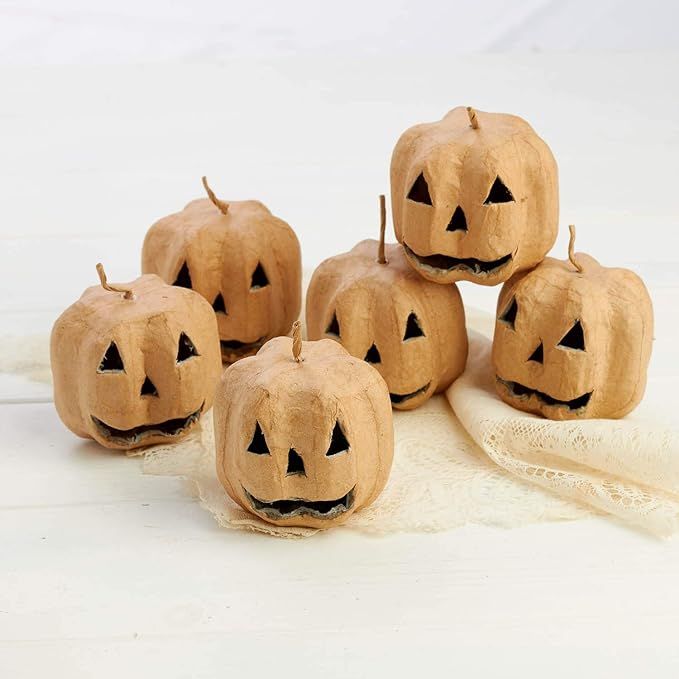 Factory Direct Craft Group of 6 Small Natural Paper Mache Jack O' Lanterns for Halloween Home Dec... | Amazon (US)
