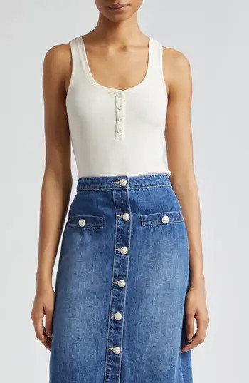 L'AGENCE Kate Henley Tank Top in Ecru at Nordstrom Rack, Size X-Large | Nordstrom Rack