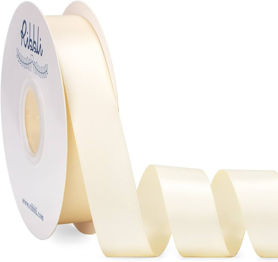 Ribbli Ivory Satin Ribbon Double Faced Satin 1 inch x Continuous 50 Yards-Ivory Ribbon for Gift W... | Amazon (US)