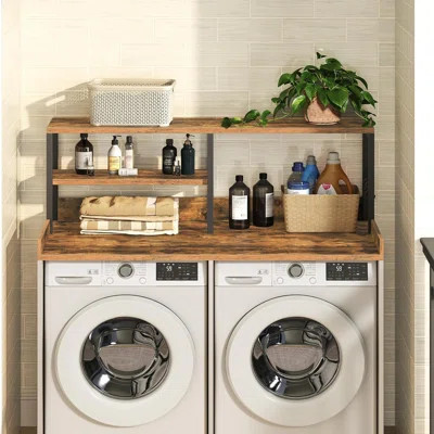Washer Dryer Countertop With Shelves,Retro Brown | Wayfair North America