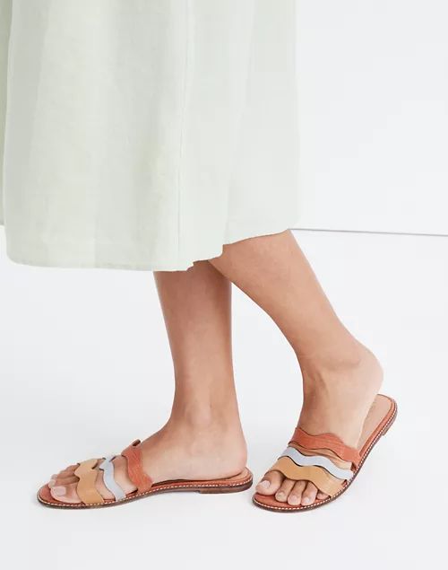 The Wave Slide Sandal in Colorblock Lizard Embossed Leather | Madewell