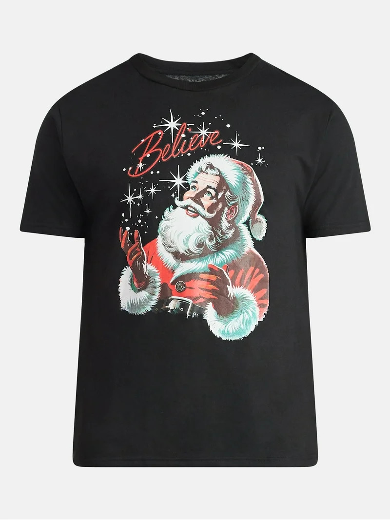 Christmas Men's and Big Men's Believe Graphic Tee from Holiday Time, Sizes XS-3XL | Walmart (US)