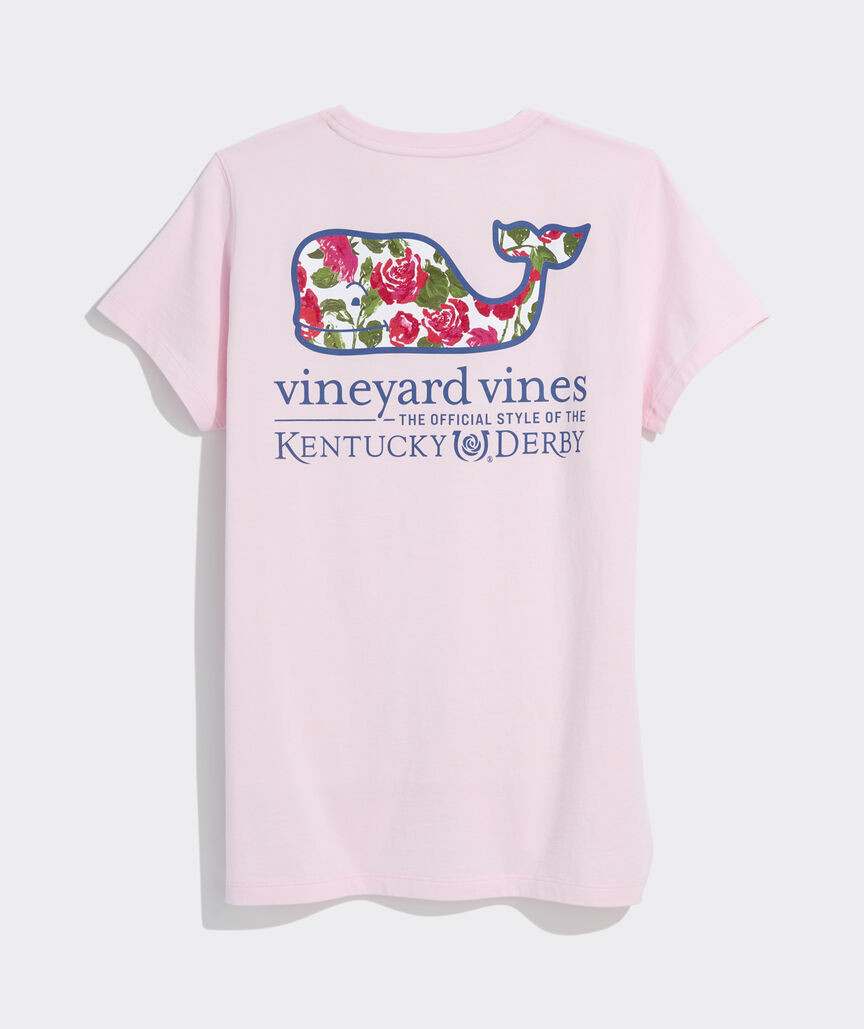 Kentucky Derby Women's Watercolor Rose Whale Short-Sleeve Pocket Tee | vineyard vines