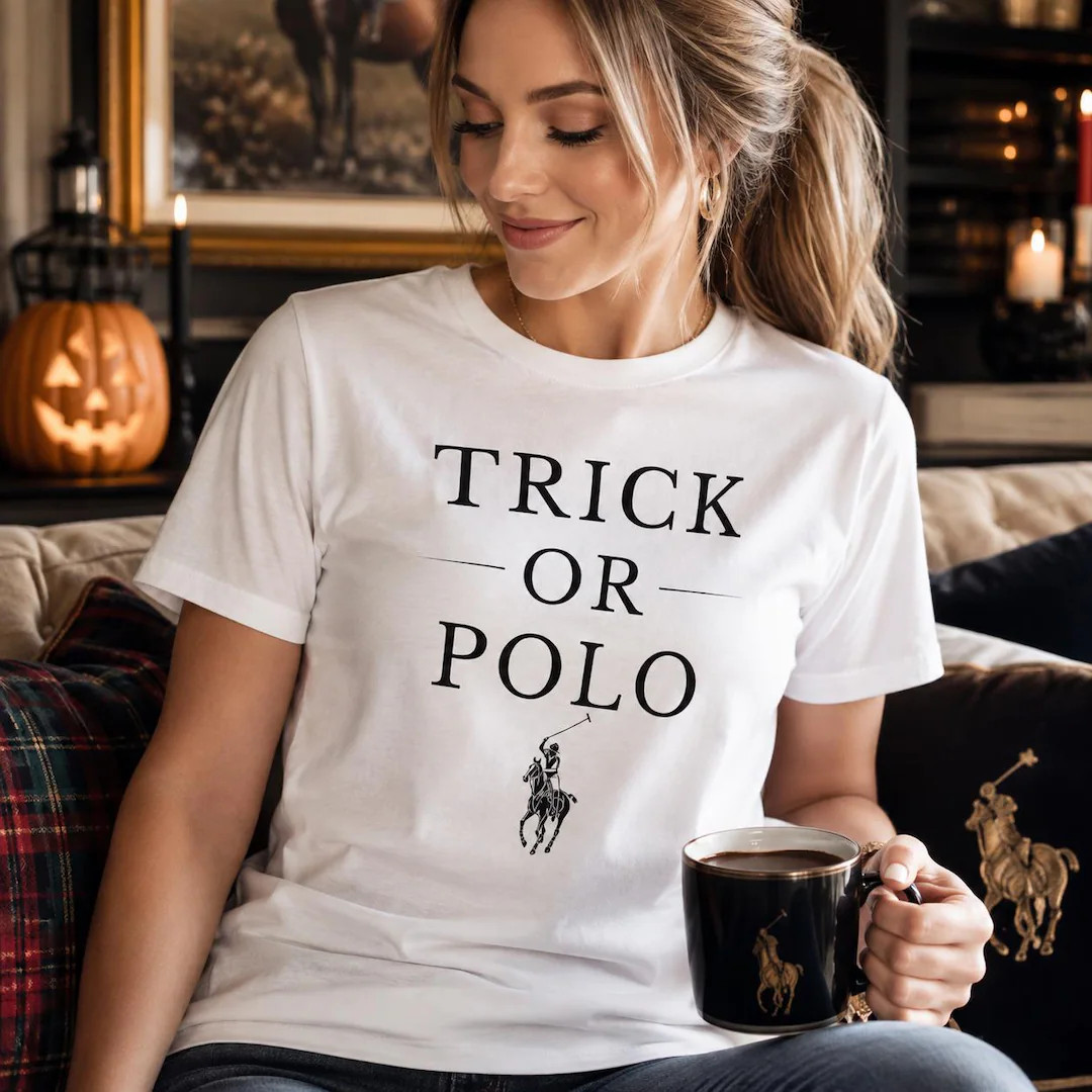 Trick or Polo Halloween Shirt, Preppy Equestrian Tee, Horse Lover Halloween Shirt, Vintage Herita... | Etsy (Global)