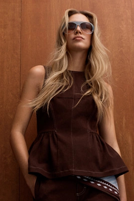 Maeve Crew-Neck Peplum Tank Top | Anthropologie (US)