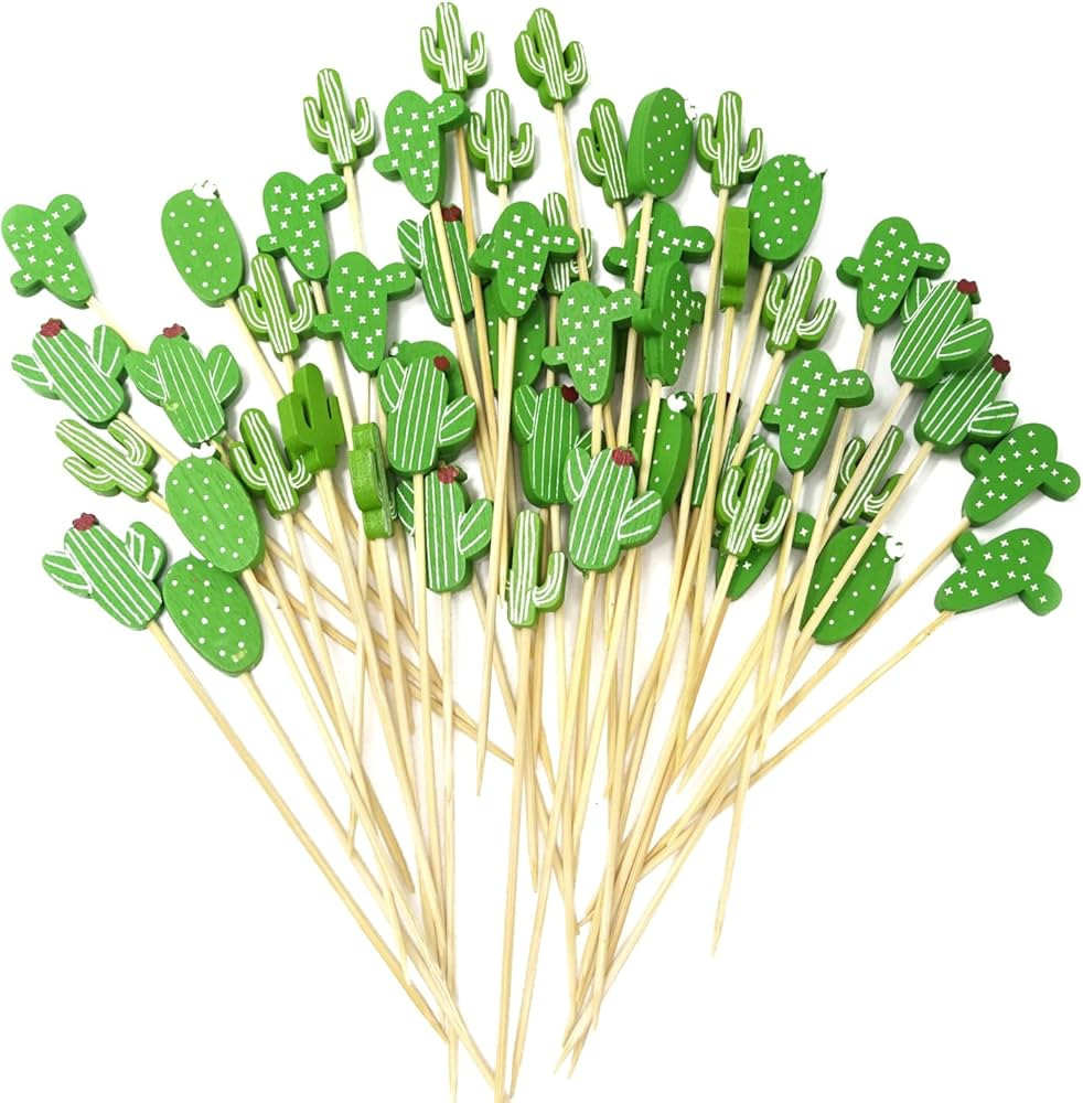 Honbay 100PCS Tropical Cactus Cocktail Picks Sticks, Party Decoration Toothpicks, Hawaiian Luau B... | Amazon (US)