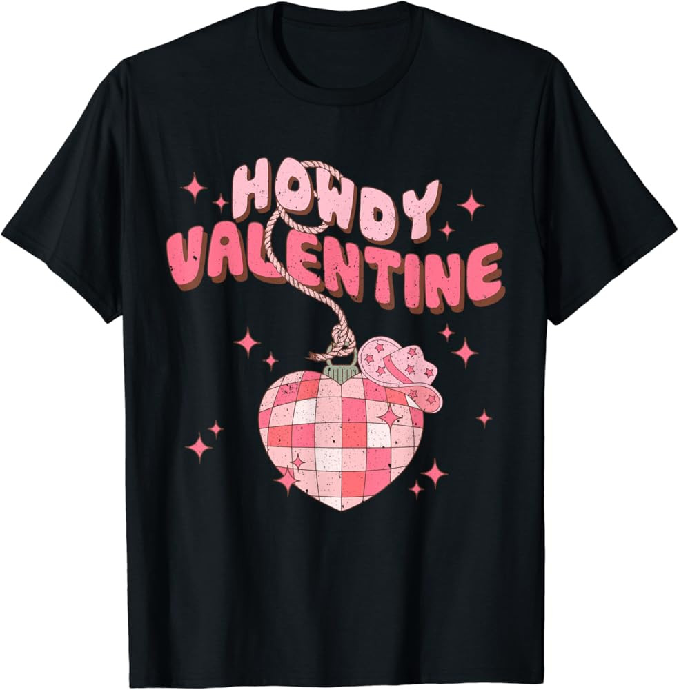 Retro Happy Valentines Day Funny Western Howdy Valentine T-Shirt | Amazon (US)