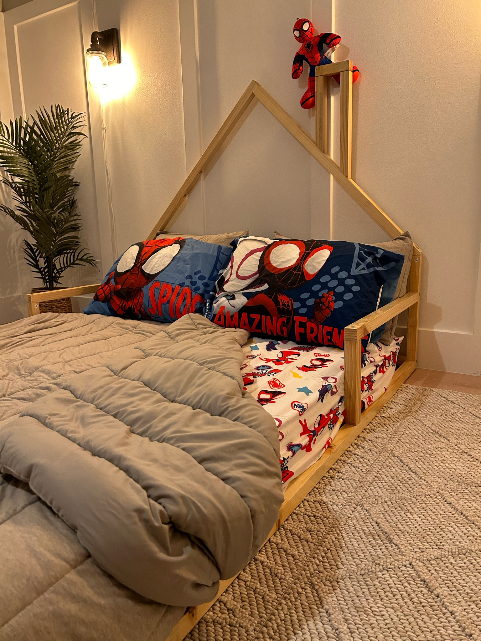 Big boy spidey bed set up! #toddler #boy #spiderman #bigkidbed 

#LTKhome #LTKkids