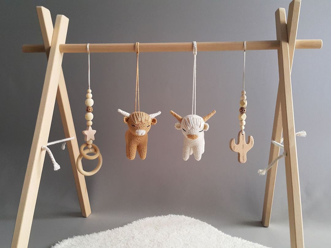 Highland cows baby play gym toys, Farm, Longhorn cows, Gym Frame, Infant activity center, Baby gy... | Etsy (US)