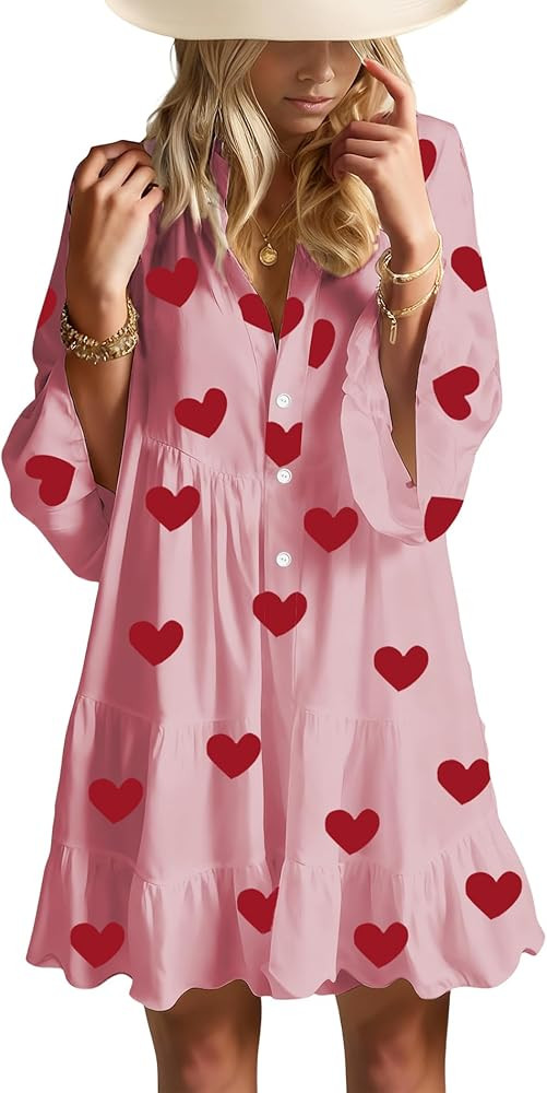 Summer Dresses for Women 2026 Flowy Ruffle 3/4 Sleeve V Neck Tiered Casual Babydoll Boho Beach Mi... | Amazon (US)