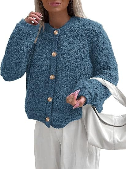 PRETTYGARDEN Women's Faux Fur Coat Fall Fuzzy Fleece Button up Shearling Cropped Jackets Winter T... | Walmart (US)