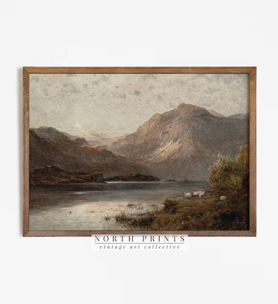 Vintage Lake Landscape Painting  Scotland Highland Mountain - Etsy | Etsy (US)