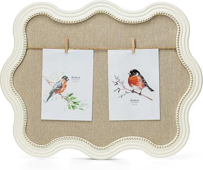 Linen Picture Board, Solid Wood White Wavy Border Collage Frame, 19.6"x15.4", Display Multi-Size ... | Amazon (US)