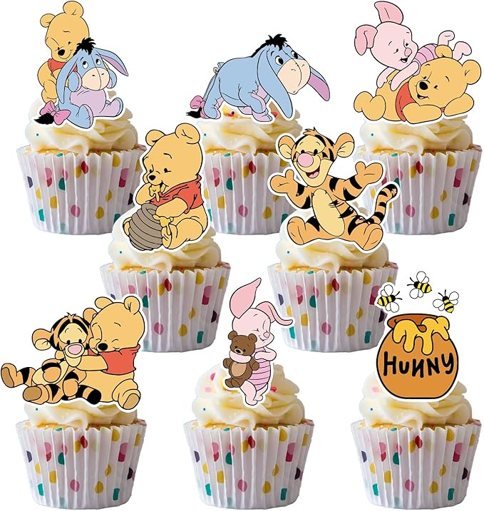 48CS Cute Bear Cupcake Toppers For Birthday Party Cupcake Decorations Baby Shower Supplies | Amazon (US)