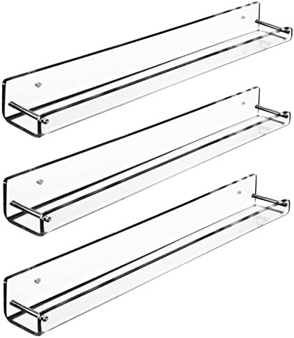 Amazon.com: AMT 3 Pack Acrylic Floating Shelves, 15 L x 1.8 W, Clear Bathroom Wall Shelf, Bookshe... | Amazon (US)