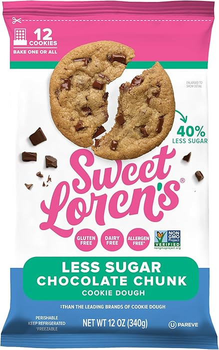 Sweet Loren's Gluten Free & Vegan Less Sugar Chocolate Chunk Cookie Dough | Amazon (US)