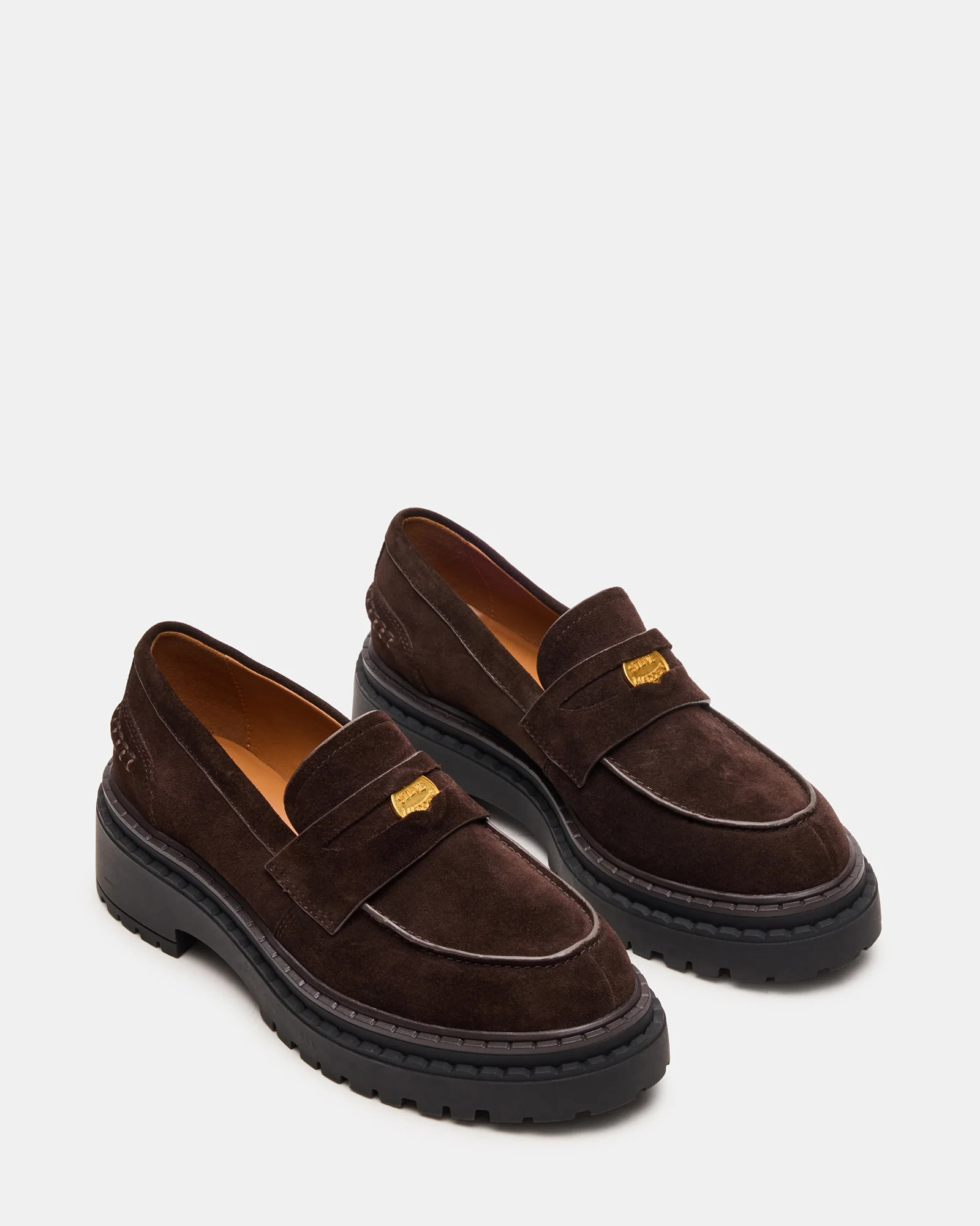 RAFTUS Brown Suede Platform Lug Women's Loafer | Steve Madden (US)