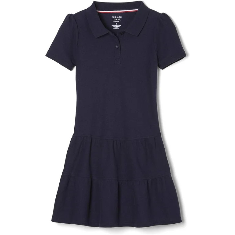 French Toast Girls' Ruffle Pique Polo Dress, Navy | Walmart (US)