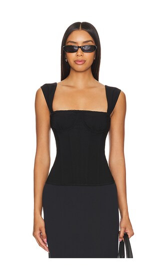 Ruched Cup Corset Top in Black | Revolve Clothing (Global)
