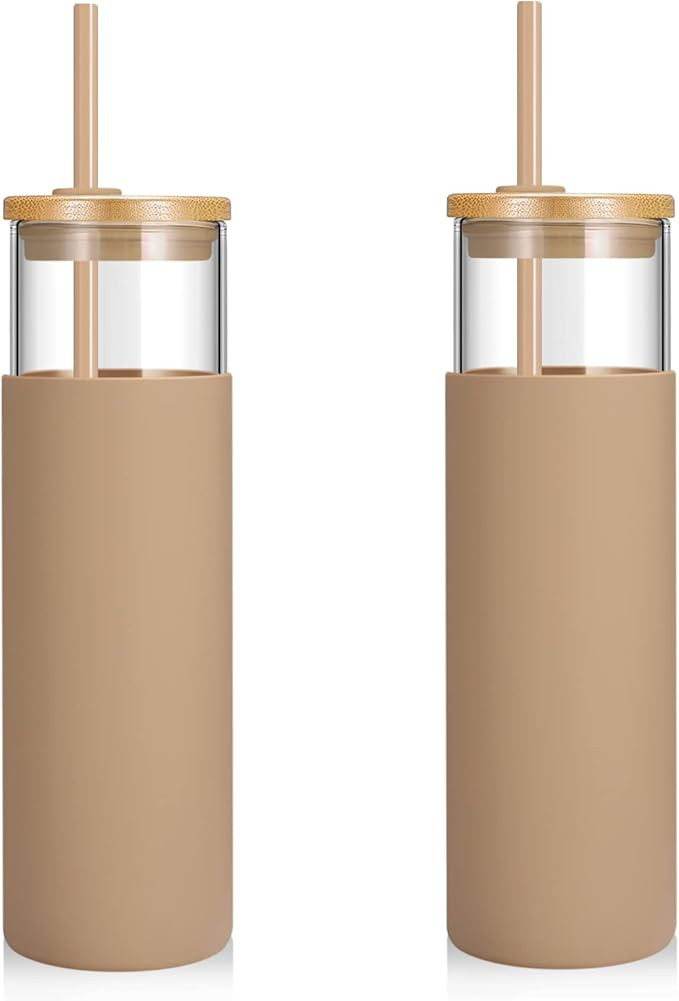 Tronco 28oz Glass Tumble with Straw and Lid, Iced Coffee Cup Reusable, Smoothie Cup, Glass Water ... | Amazon (CA)