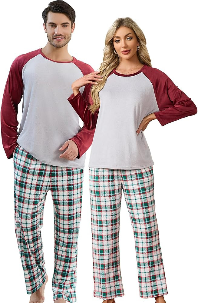 U2SKIIN Matching Pajamas for Couples Plaid Ultra Soft Pullover Pjs Set for Men and Women Warm Lou... | Amazon (US)