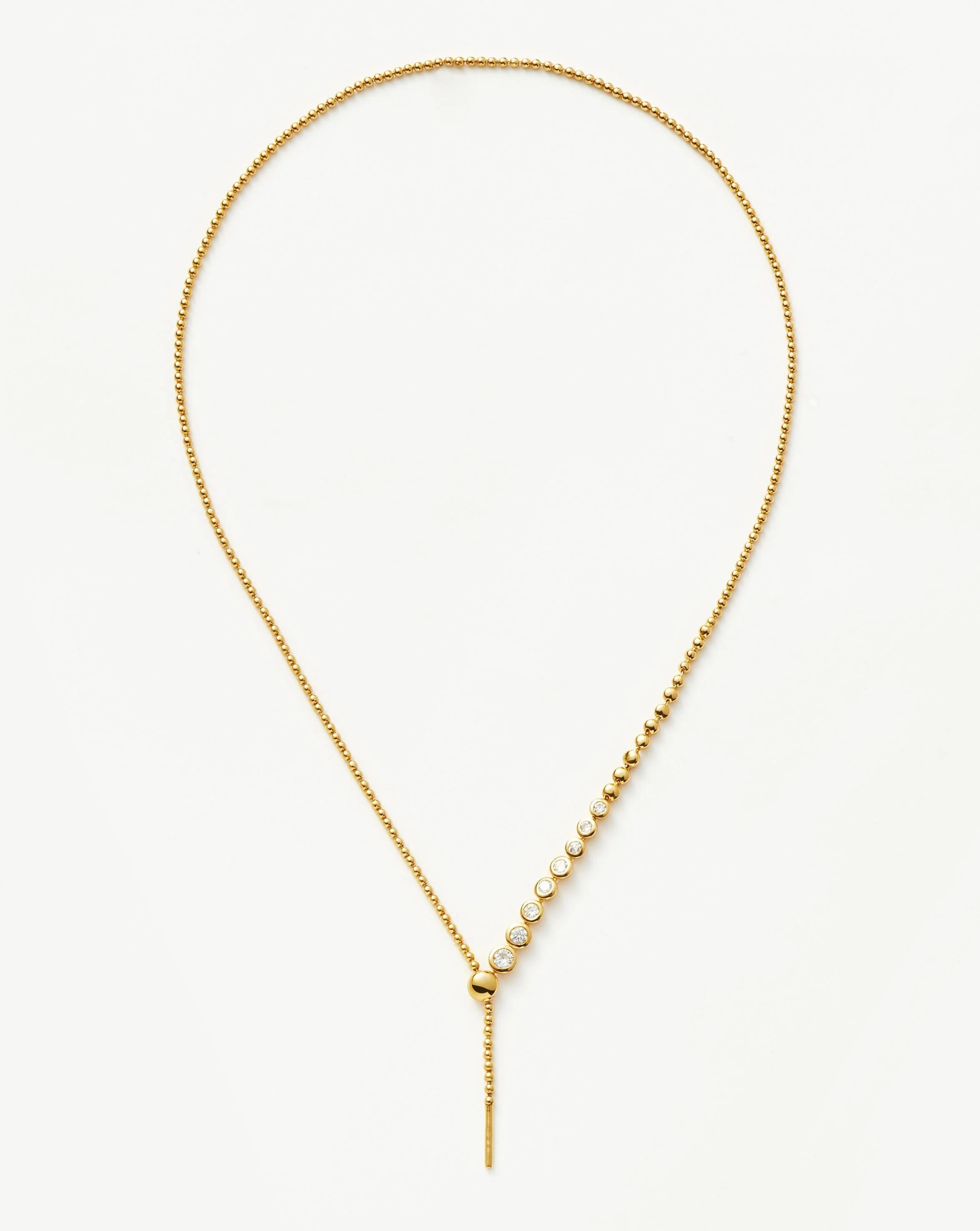 Beaded Stone Slider Lariat Necklace | 18ct Gold Plated Vermeil/Cubic Zirconia Necklaces | Missoma US