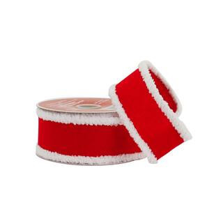 1.5" x 15Ft Red with White Fluff Edges Wired Ribbon by Celebrate It® in Null | Michaels® | Michaels Stores