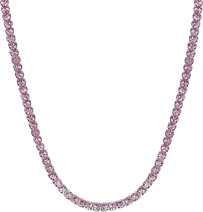 Savlano 18K Gold Plated Cubic Zirconia Round 4MM Classic Tennis 18 Inches Chain Necklace For Wome... | Amazon (US)