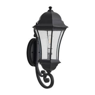 27 in. Black Dusk to Dawn Outdoor Wall Lantern Sconce with Weatherproof, Clear Bubble Glass with No Bulbs Included | The Home Depot
