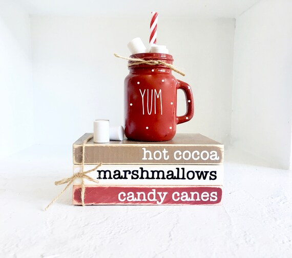 Hot cocoa Holiday tiered tray faux marshmallows Tiered tray | Etsy | Etsy (US)