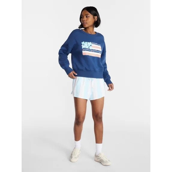 No Boundaries Boxy Graphic Sweatshirt with Long Sleeves, Women's XXS-XXL | Walmart (US)