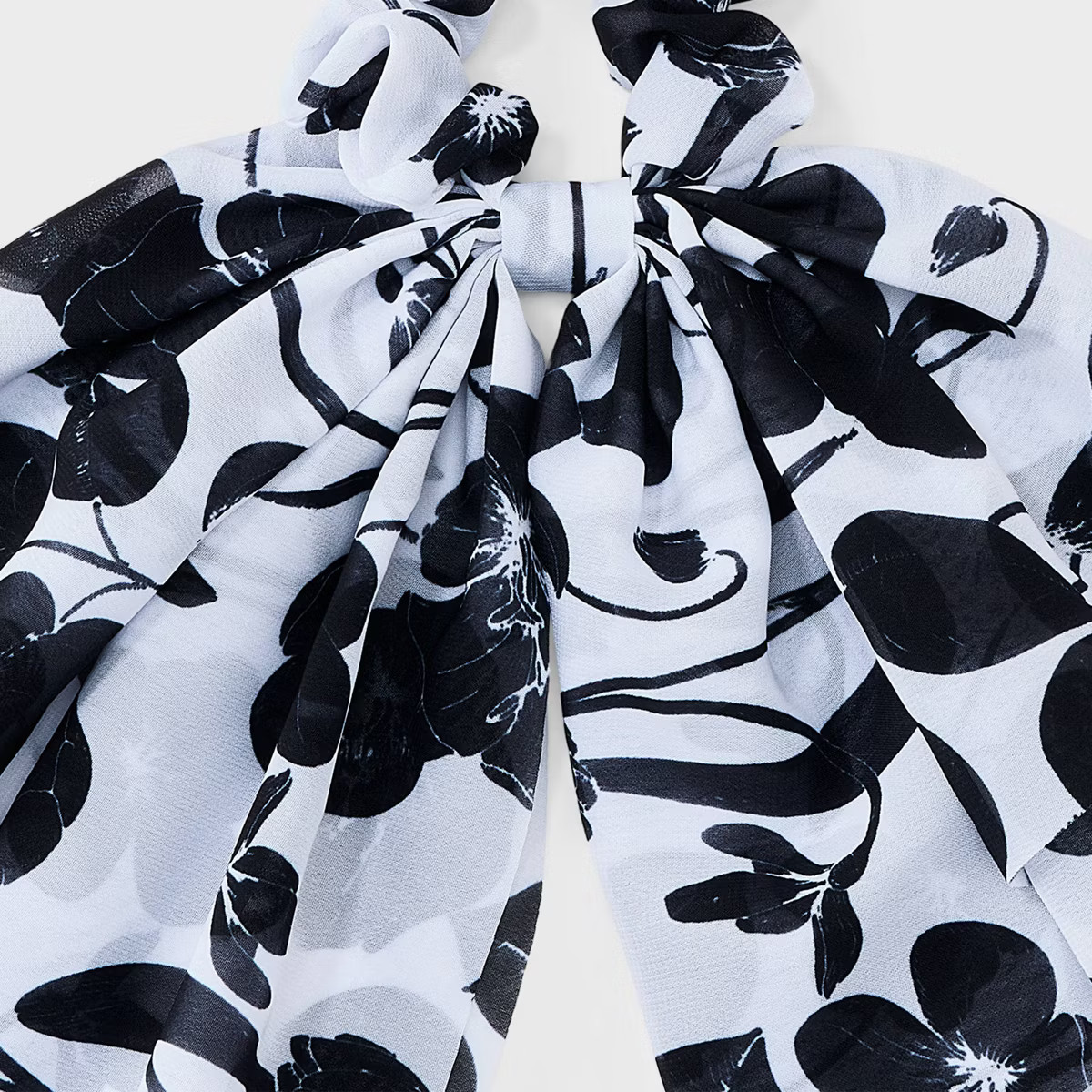 Floral Tail Bow Hair Twister - A New Day™ Black/White: Botanical Pattern, Recycled Polyester, F... | Target