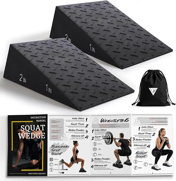 Folaps Squat Wedge Block with Guide for Heel Elevated Squat Weightlifting Slant Board for Squats ... | Amazon (US)