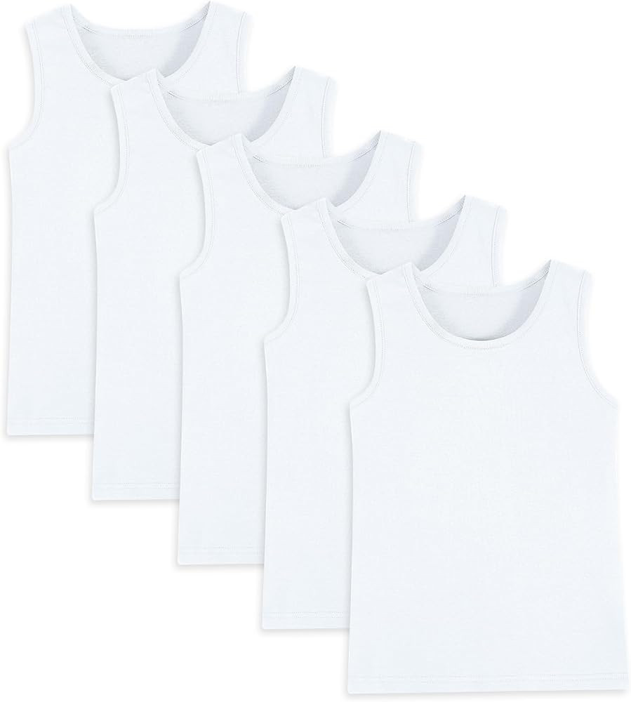 5 Pack Boys Tank Tops Cotton Undershirts Kids Sleeveless Crew Neck Tank Tops for Toddlers Youth(A... | Amazon (US)
