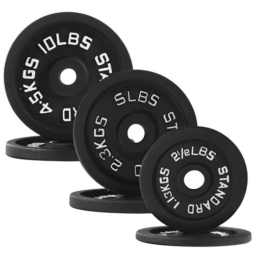 Fitvids 1 Inch Standard Barbell Weight Plates Set, 35 LB(2.5-10 LB) Barbell Weight Set for Home Gym Strength Training, Deep Grip Edge | Amazon (US)