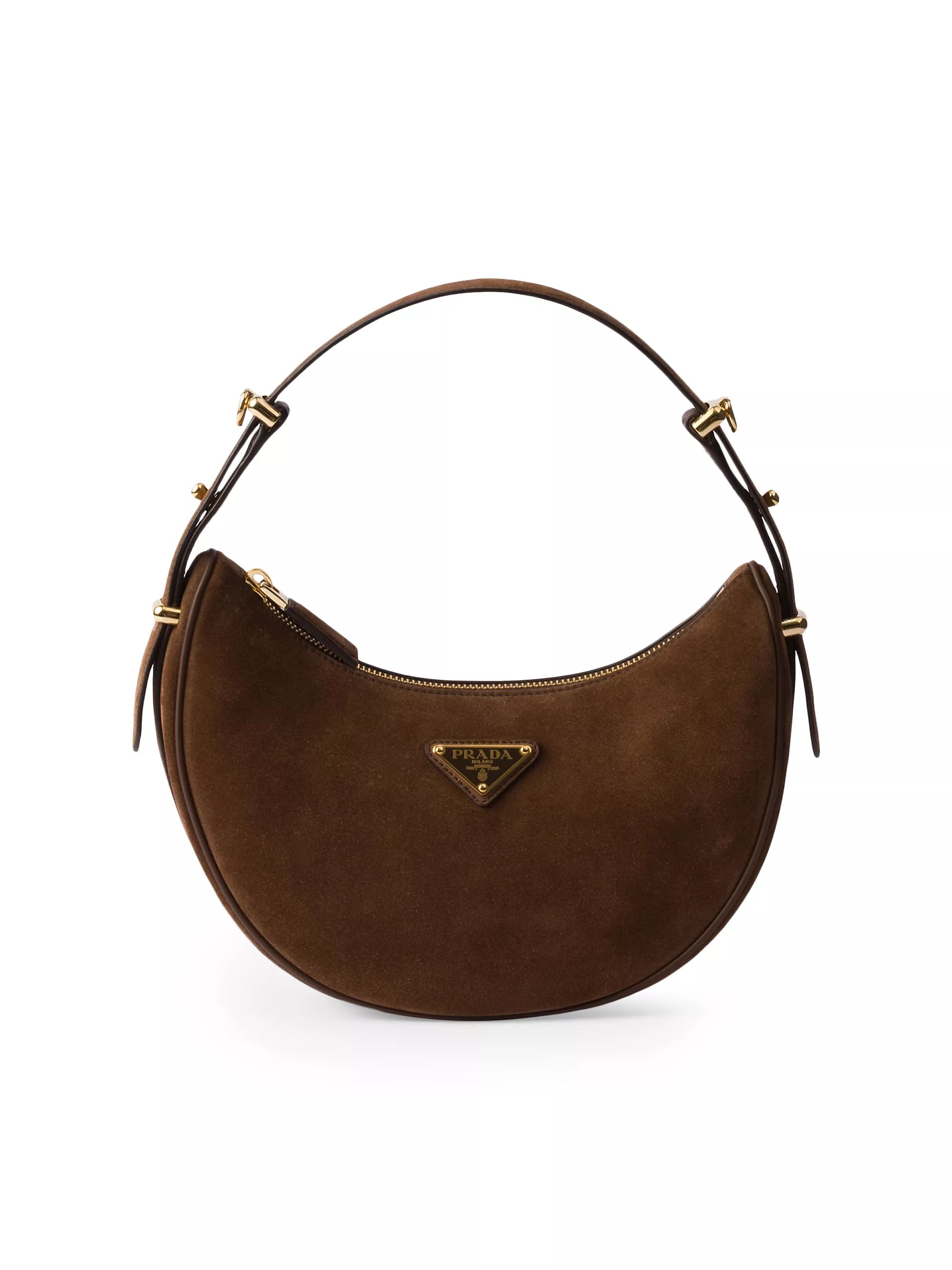 Shop Prada Arqu&eacute; Suede Shoulder Bag | Saks Fifth Avenue | Saks Fifth Avenue