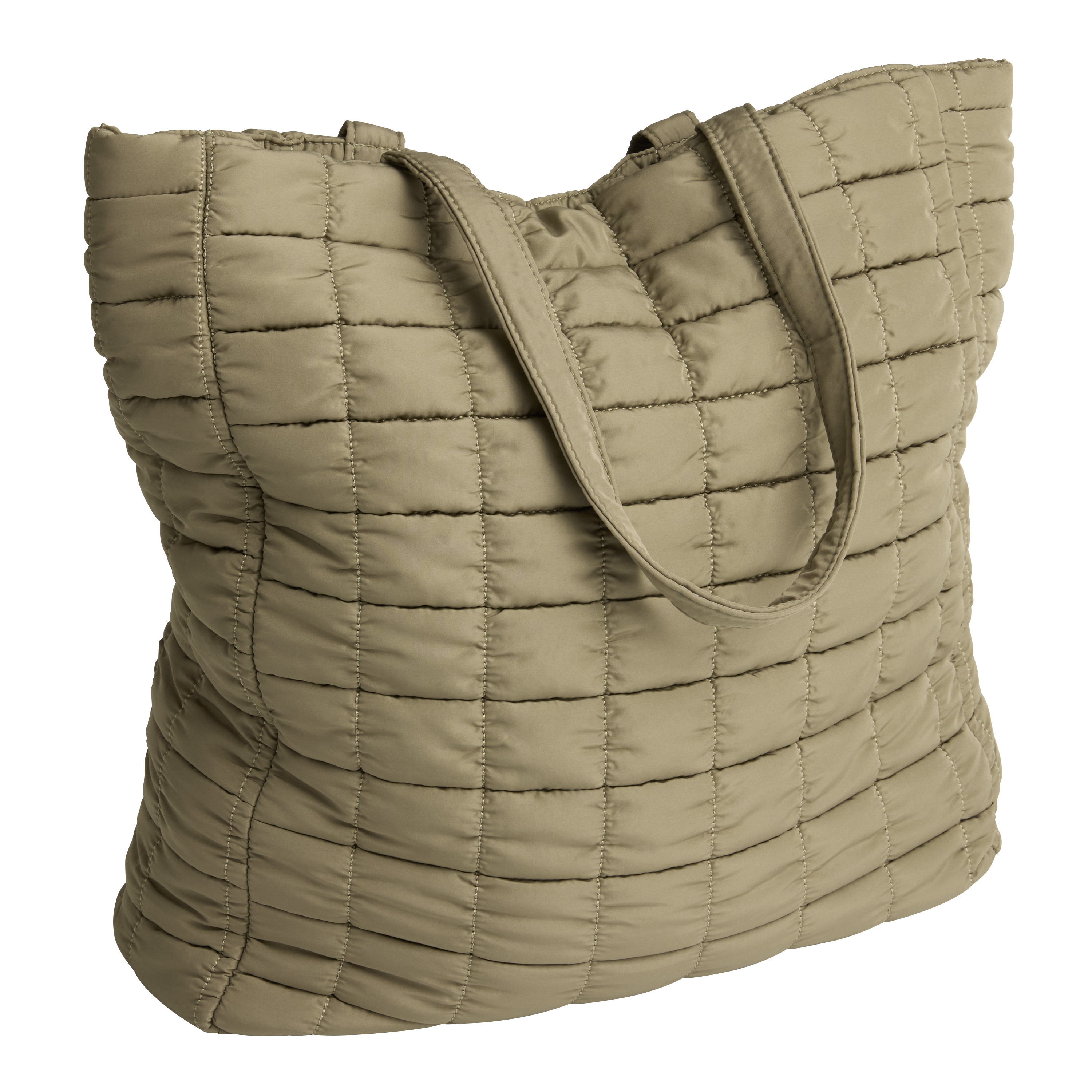 Mushroom Quilted Puffer Tote Bag | World Market