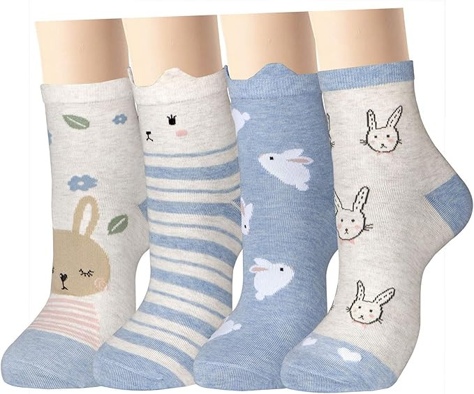 xiaomaizi Women's Cute Funny Cat Animal Cozy Cotton Crew Quarter Socks for Women Lovely Valentine... | Amazon (US)