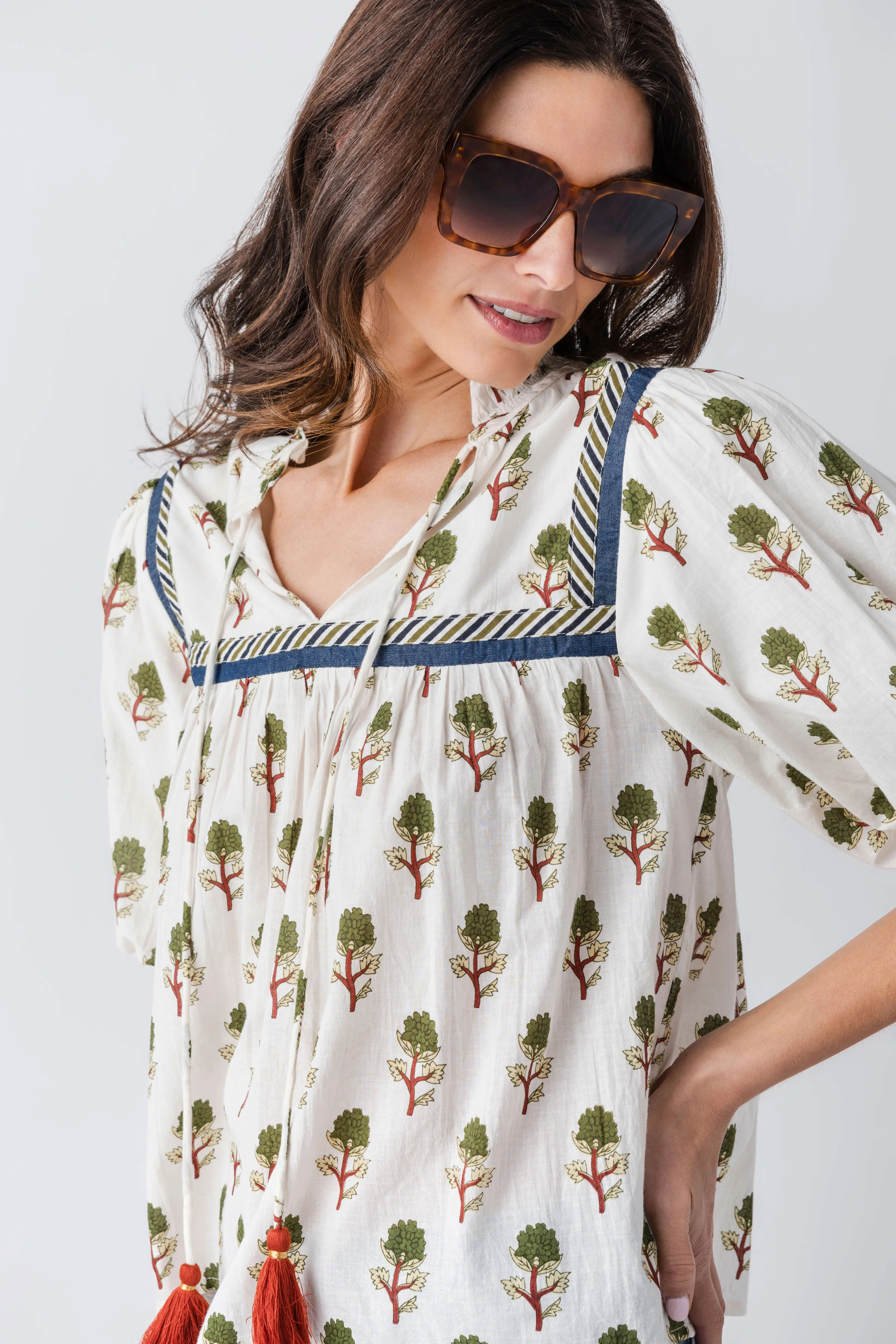 THML Olive Tassel Tie Top | Social Threads